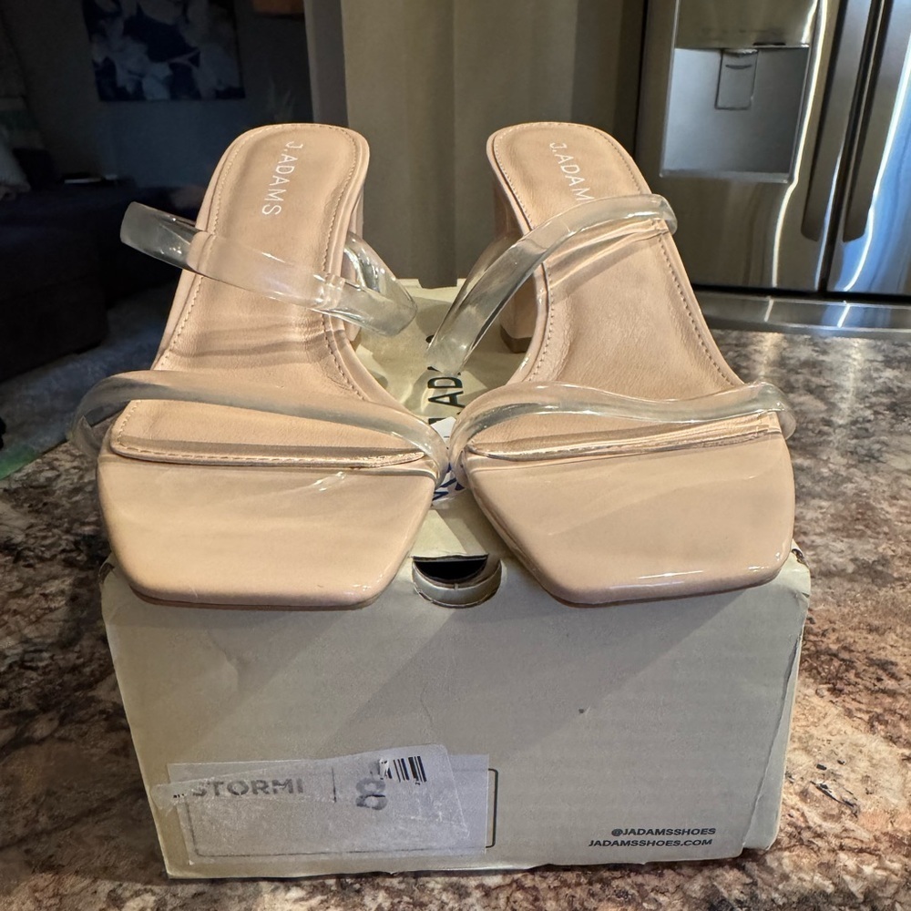 Trendy Block Heel Sandals with Clear Straps - Picture 3 of 4